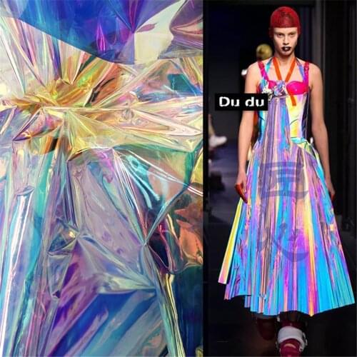 50x140CM Rainbow TPU Fabric Raincoat See-through Clothing Bags Waterproof Fabric Creative Waterproof Film Fabric DIY