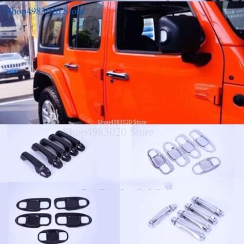ABS Chrome Car Door Doorknob /Tailgate Door Handle Cover Trim Fit For Jeep Wrangler 4 Door Model 2018 2019 Exterior Kit