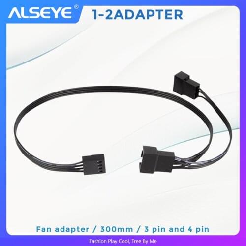 ALSEYE PC Fan Adapter (2 piece/lot) 3pin/4pin PWM 300mm Fan Extension Cables for PC Cooling Fan