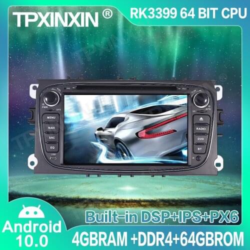 64GB Android 10 For FORD/Focus/S-MAX/Mondeo/C-MAX/Galaxy Car GPS Navigation Player Car Multimedia Player Head Unit Tape Recorder
