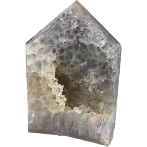 Tower WiccaNatural Stones Druzy Agate Voog Quartz Crystal Point Healing Cluster Specimen Home Crafts Decoration Gift Geode Wand