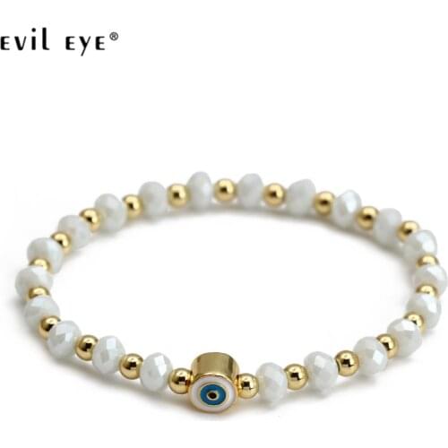 EVIL EYE Copper Blue Turkish Evil Eye Bead Bracelet Adjustable Beaded Bracelet Party Fashion Jewelry for Women Girls Men BE265