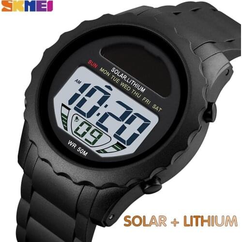 SKMEI Fashion Mens Watches Solar Supply Digital Watch Waterproof Stopwatch Chrono Digital Wristwatches For Male Student Montre