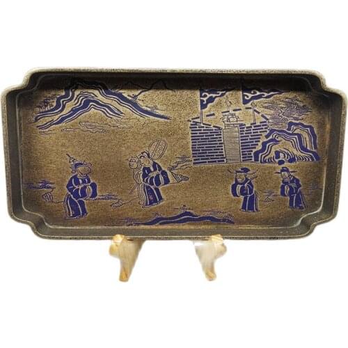 Chinese Old Bronze Statue Ancient Plate