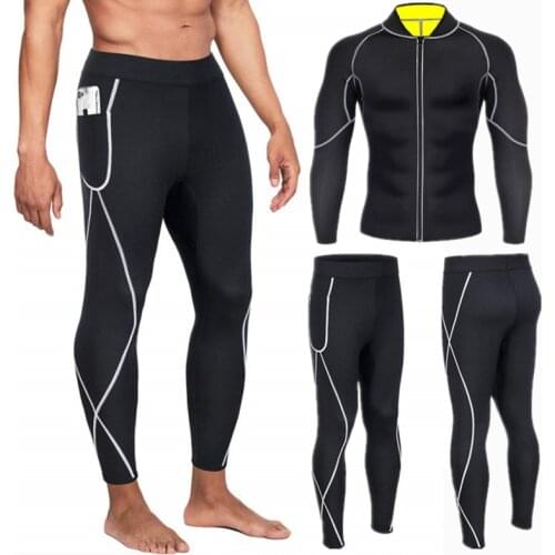 New Men Shaper Sweat Body Shaper Waist Trainer Slimming Corset Top Shirt Workout Fat Burner Thermo Sauna Pants Weight Loss Suits