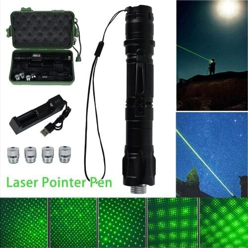 Laser Pointer Pen Powerful 532nm Military 8000m Green Laser Pointer Adjustable Focus Lazer Pen Light Burning Beam Starry Head