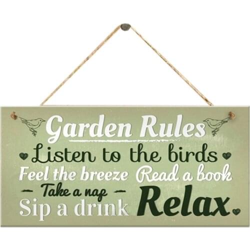 Summer House Sign Garden Shed Friendship Gift Home Decor Sign 10*20cm Garden Rules Novelty Hanging Plaque