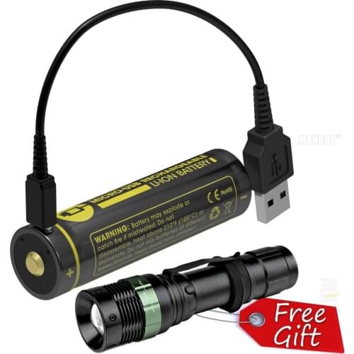 NITECORE NL1826R 2600mAh High Performance Micro-USB Rechargeable Li-ion Battery 9.36Wh 3.6V Button Top 18650 Protected Battery