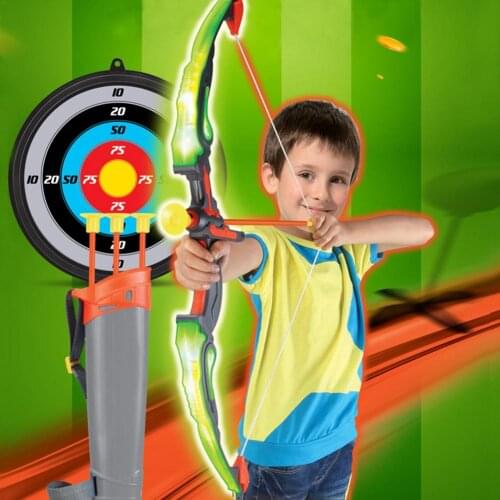 Bow And Arrow Toys For Kids LED Light Up Archery Sets Toys Outdoor Archery Bow And Arrow Toys Funny Targets Shooting Game