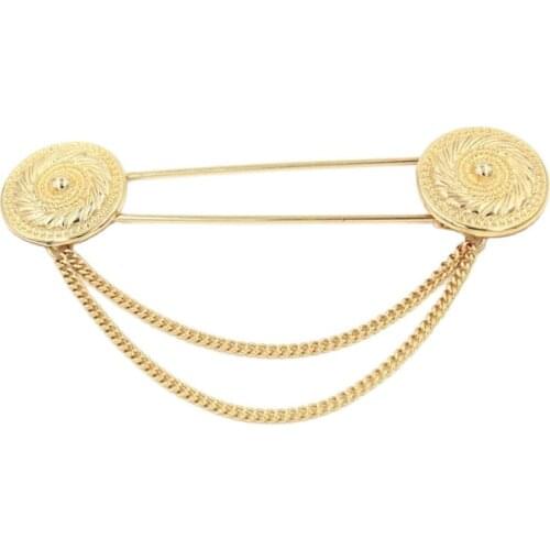 Fashion Unisex Jewelry For Men Women Gold Round Chain Tassel Big Brooches Large Lapel Pin Shirt Collar Chain Clip