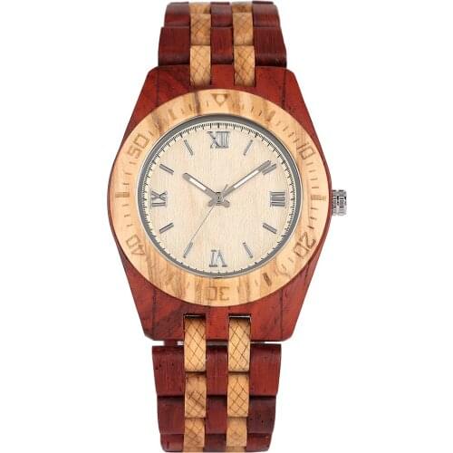 Fashionable Wooden Men Watch Roman Numerals Dial Quartz Wooden Watch Casual Simple Ultra-light Bangle Wood Clock for Female 201