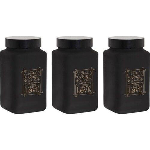 Herevin Triple 2 Lt Matte Black Glass Jar Set