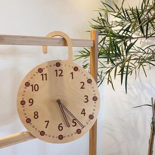 INS Nordic Wooden Wall Clock Hanging Ornaments Wood Table Digital Mute Clocks Figurines Homestay Bedroom Home Decor Photo Props