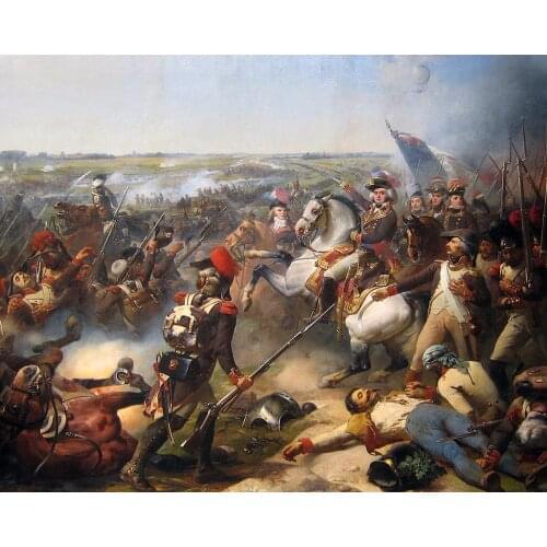 Wholesale oil painting # Battle of Fleurus,French troops led by Jourdan beat back the Austrian army print painting on canvas