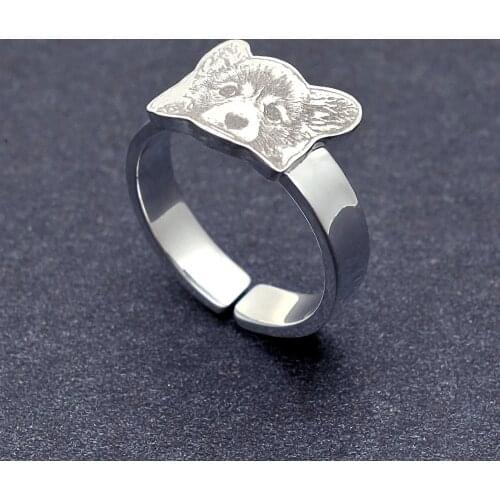 Personalized Open Ring With Pet Photo Pet Memorial Gift Picture Rings Animal Jewelry Gift for Her