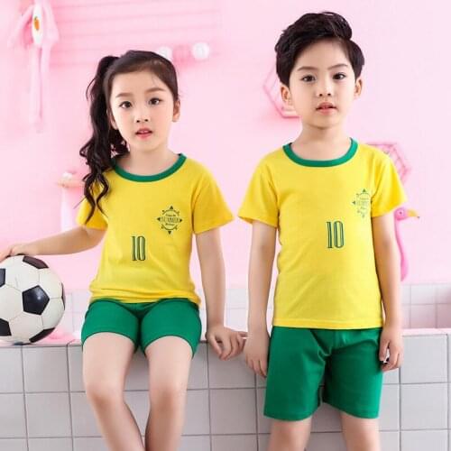 Teenage Boys Girls Pajamas Summer Short Sleeved Childrens Clothing Sleepwear Cotton Pyjamas Sets For Kids 4 6 8 10 12 14 Years