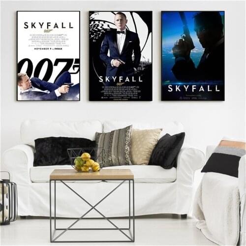 Movie Poster 007 SKYFALL Wall Art Canvas Print James Bond Wall Pictures for Living Room Home Decor Bar Decoration
