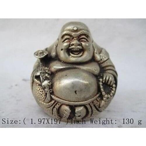 Elaborate Ancient Tibetan Buddhism Smiling Buddha Statue