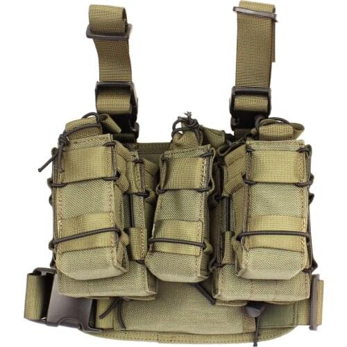 ROCOTACTICAL Tactical Drop Leg Rig with Detachable Double Mag Pouch & 1 Single Mag Pouch