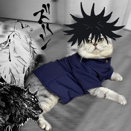 Jujutsu Kaisen Fushiguro Megumi Pet Clothes Cat Curse Warlock School Uniform Cosplay Coat Puppy Dress Up Photo Props