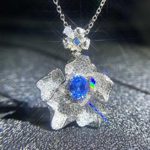 High Grade Flower Pendant Necklace Luxury Inlay Full Dazzling Zircon Fashion 925 Silver Jewelry For Women Wedding Anniversary