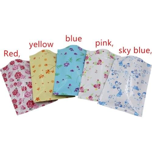 100pcs High Quality RED flowers 8*12cm Aluminum Foil Zip Lock Valve Zipper Plastic Retail Packaging Pack Bag Storage Bag Retail