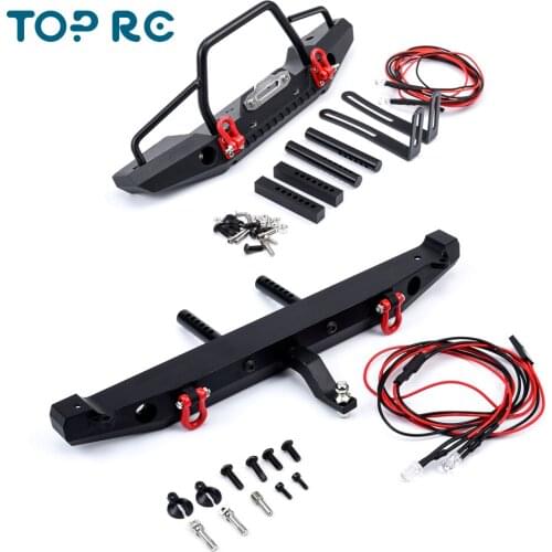 High Quality 1:10 1/10 RC Rock Car Metal Front Bumper with Led Light for Axial SCX10 90046 90047 Traxxas TRX-4 RC Crawler