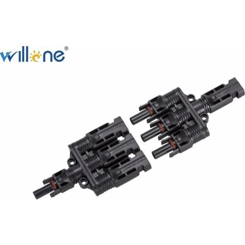 Willone 5 pair free shipping 1 to 3 T branch cable connector.1Male+3Female&1Female+3Male Three Branch Solar Connector