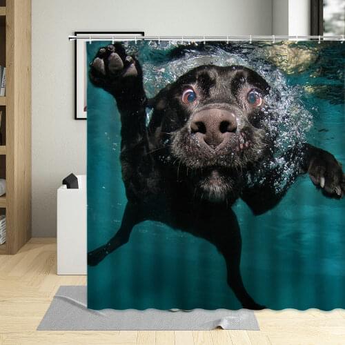 Funny Animal Waterproof Bathroom Decor Creative Dog Shower Curtain Polyester Fabric Wall Decoration Bath Curtains With Hooks