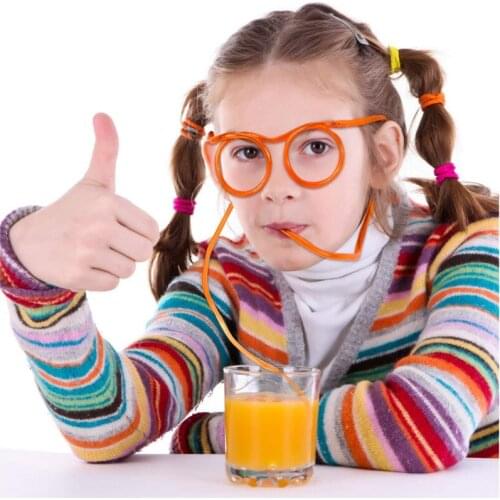 Funny Soft Glasses Straw Flexible Drinking Tube Birthday Christmas Party Accessories Plastic Drinking Straws Kids Gift for Xmas