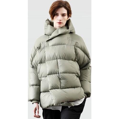 Women 2021 New Winter Light White Duck Down Coats Female Solid Short Hooded Puffer Jackets Thicken Outwear Warm Ladies Overcoat