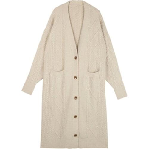 New Autumn Winter Womens Cardigans Vintage Casual Female Long Coats Single Breasted Loose Oversize Trendy Lady Knitted Sweaters