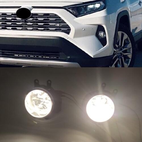 1Pair Bumper halogen Fog Light Lamps For TOYOTA RAV4 2019 2020 Headlight Foglamp Cover Grill Frame Headlights Foglight