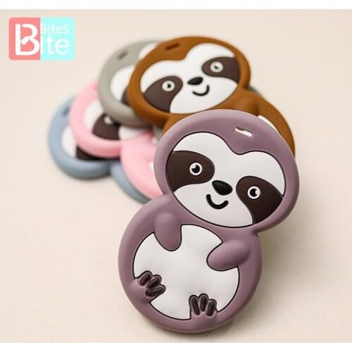 Bite Bites 1PC Baby Silicone Teether Sloth Animal Pendant For Newborn Health BPA Free Silicone Chewing DIY Accessories Baby Good
