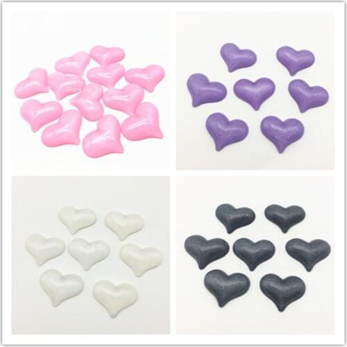 100pcs 31x24mm Shiny Sparkle Heart Flatbacks Cabochons Embellishments DIY Phone Decorations Scrapbooking Crafts Cardmaking