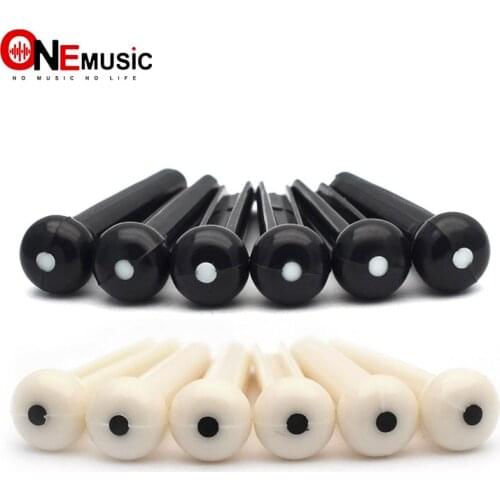 100Pcs Classical Style Acoustic Guitar Slotted Bridge Pin with Dots ABS Plastic Guitar Parts Accessories Ivory Black