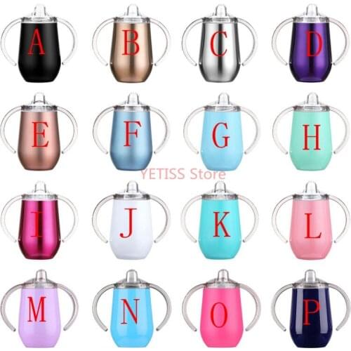 25pcs/lot 10oz Baby Bottle Stainless Steel Tumbler with Handle Vacuum Insulated Leak Proof Travel Cup 12 Colors Kid Water Bottle