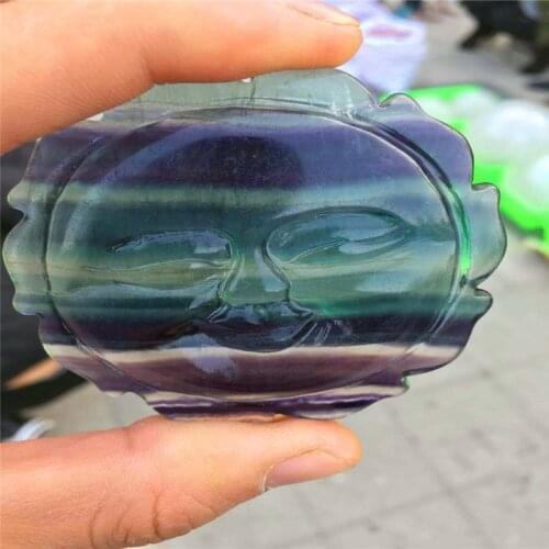 5-7 cm long, natural fluorite crystal carving sun, smiling face sun decoration, crystal carving figures