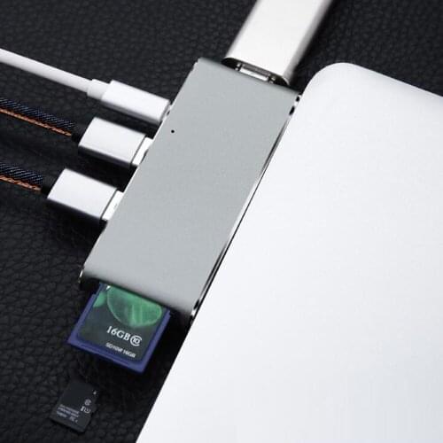 5pcs/lot Aluminum USB Type C to 2 USB 3.0 Hub with Charger Port 4K HDMI Hub SD TF Card Reader for MacBook Pro Google Chromebook