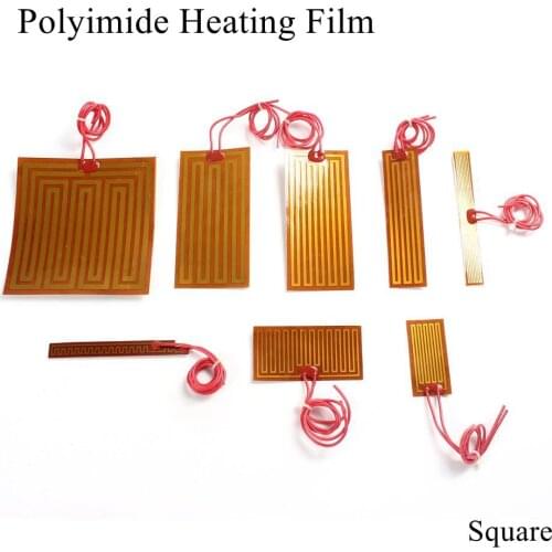 5V 12V 24V PI Heating Film Plate Polyimide Heating Electric Heated Panel Pad Mat Electrotherma Flexible Adhesive Foil Oil Heater