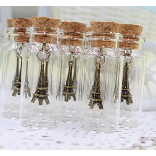 500pcs Vintage pendant small mini wishing bottle 10ml cork bottle glass bottles tower wishing bottles of creative gift
