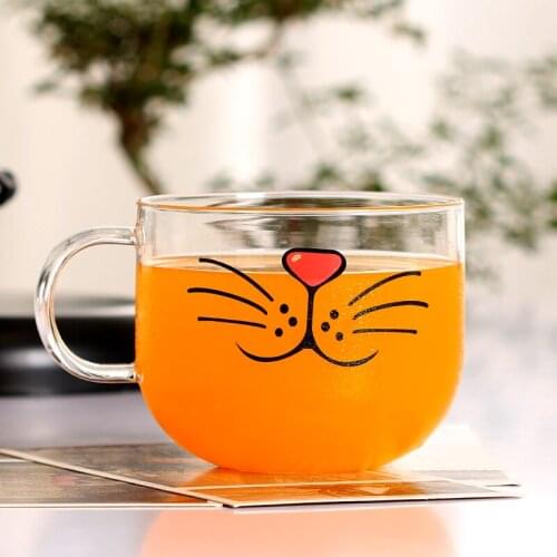 550ml Funny Cat Glass Mug Coffee Milk Cups Breakfast Handle Cup Creative Novelty Gifts