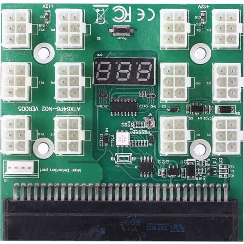 750W-1200W PSU GPU Power Supply Breakout Board with LED Display 12 Ports PCI-e 6Pin Adapter for DPS-800GB 1200FB 1200QB UM 750RB