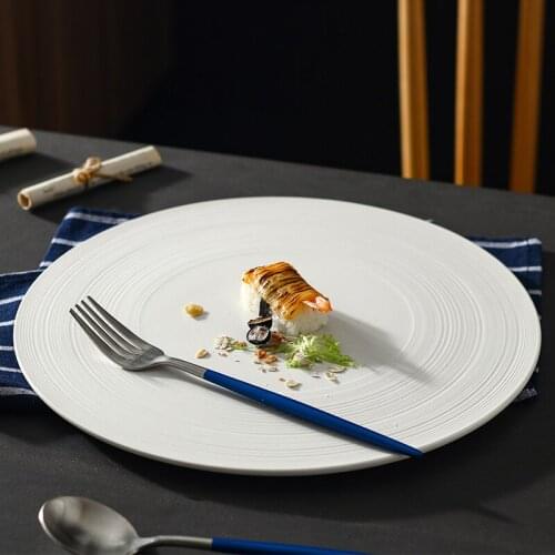 12 inch large round dish Large flat pizza plate sushi plate platos Ceramic tableware Flat plate Western food plate Steak plate