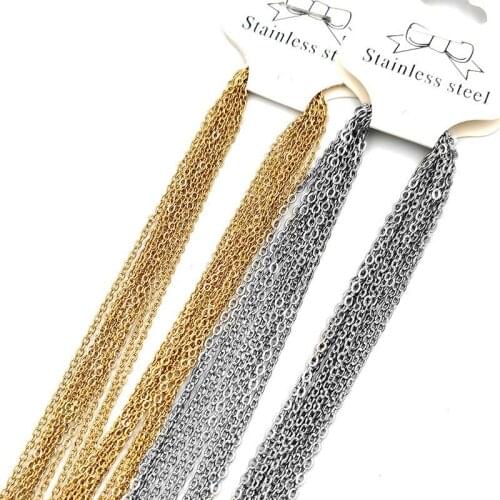 20pcs 45cm Length Stainless Steel Necklace Chains 2mm Wide Men Women Gold Color O-shaped Chain Necklaces for Jewelry Making