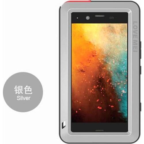 LOVE MEI Phone Cases For Sony Xperia XZ1 Compact Mini Cover Heavy Duty Case Silicone TPU & Hard Metal Back Cover Toughened Glass