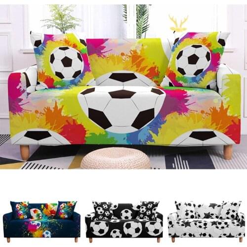 Football Couch Cover Elastic Stretch Sofa Cover Sectional Slipcover Armchair for Living Room 3D Digital Pattern Christmas Decor