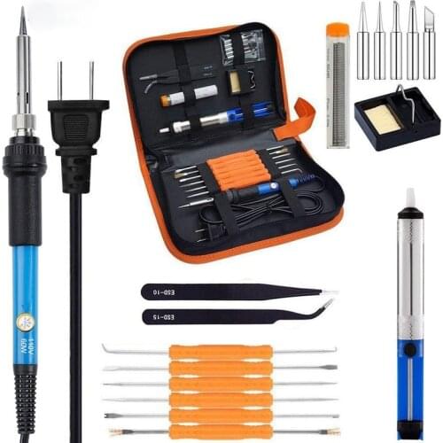 60W Electric Soldering Iron Kit with Adjustable Temperature 110V/220V Welding Iron Electronic Repair Tool Desoldering Pump