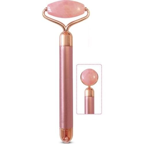 Electric 2 Quartz Massage in 1 Roller Gouache Scraper for Facical Massage Natural Jade Guasha Scraper Face Massage Roller