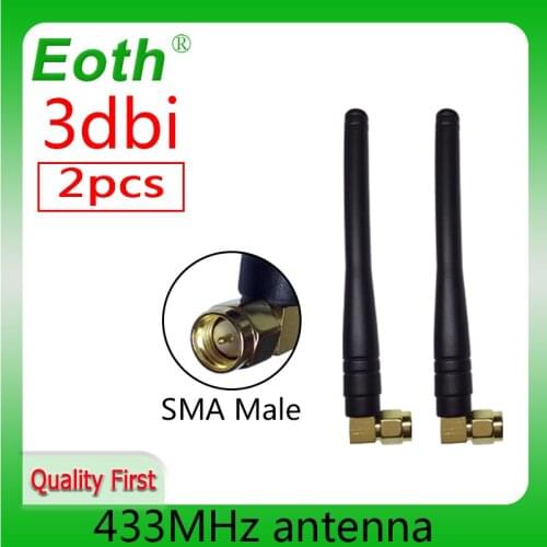 2pcs 433MHz antenna 3dBi SMA Male Connector antenne 433 mhz waterproof 433m antena wireless Lorawan antennas watermeter